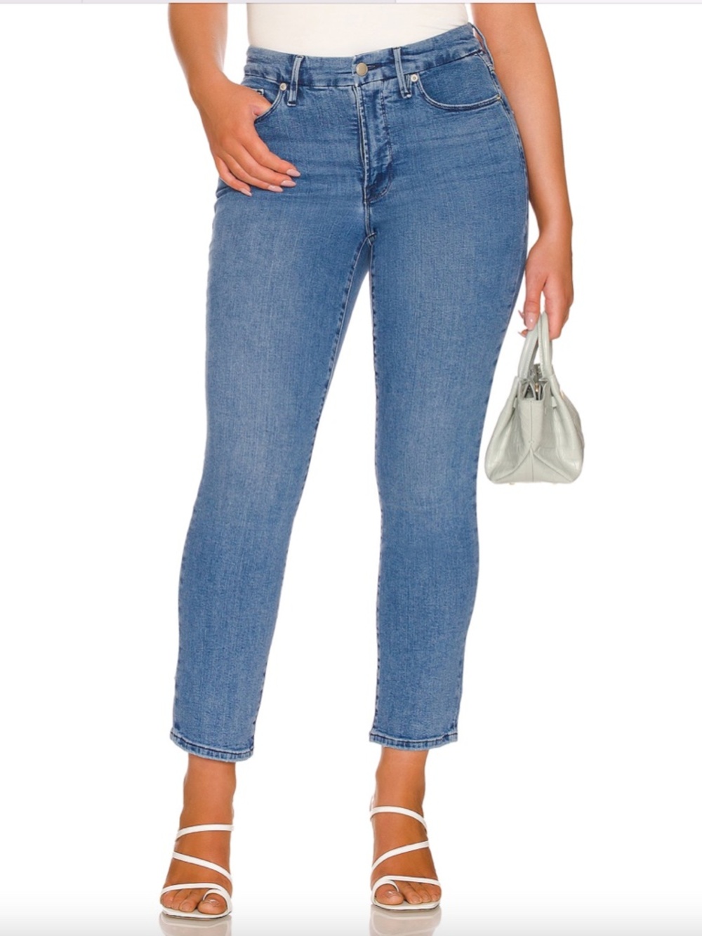 Good American Good Straight Jeans With Split Back Pockets, Indigo127, Size 16